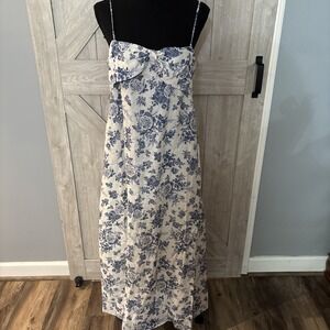 CAMI NYC‎ Tilney Linen Stonewash Floral Maxi Sundress Dress Women's XL
